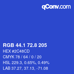 カラーコード: RGB 44.1 72.8 205 | qconv.com