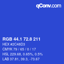 カラーコード: RGB 44.1 72.8 211 | qconv.com