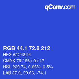 カラーコード: RGB 44.1 72.8 212 | qconv.com