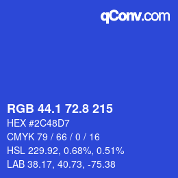 カラーコード: RGB 44.1 72.8 215 | qconv.com