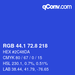 カラーコード: RGB 44.1 72.8 218 | qconv.com