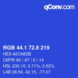 カラーコード: RGB 44.1 72.8 219 | qconv.com