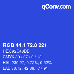 カラーコード: RGB 44.1 72.8 221 | qconv.com