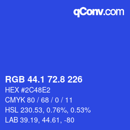 カラーコード: RGB 44.1 72.8 226 | qconv.com