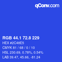 カラーコード: RGB 44.1 72.8 229 | qconv.com
