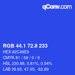 カラーコード: RGB 44.1 72.8 233 | qconv.com