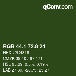 Color code: RGB 44.1 72.8 24 | qconv.com