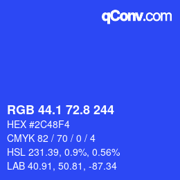 カラーコード: RGB 44.1 72.8 244 | qconv.com