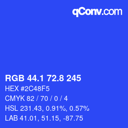 カラーコード: RGB 44.1 72.8 245 | qconv.com