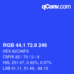 カラーコード: RGB 44.1 72.8 246 | qconv.com