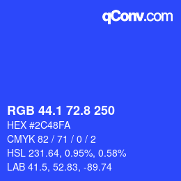 カラーコード: RGB 44.1 72.8 250 | qconv.com