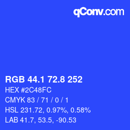 カラーコード: RGB 44.1 72.8 252 | qconv.com