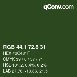 カラーコード: RGB 44.1 72.8 31 | qconv.com