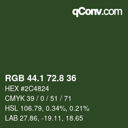 カラーコード: RGB 44.1 72.8 36 | qconv.com
