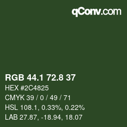 カラーコード: RGB 44.1 72.8 37 | qconv.com