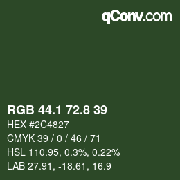 Color code: RGB 44.1 72.8 39 | qconv.com