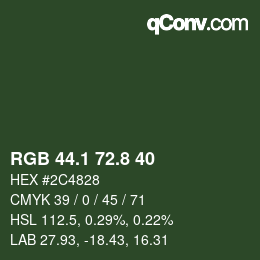 Color code: RGB 44.1 72.8 40 | qconv.com