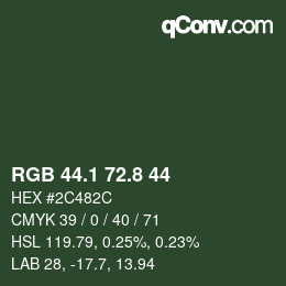 カラーコード: RGB 44.1 72.8 44 | qconv.com