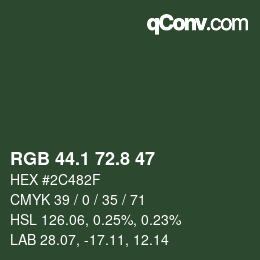 カラーコード: RGB 44.1 72.8 47 | qconv.com