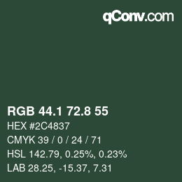 Color code: RGB 44.1 72.8 55 | qconv.com