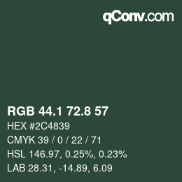 Color code: RGB 44.1 72.8 57 | qconv.com