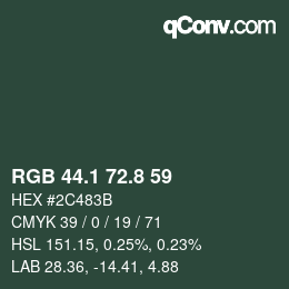 Color code: RGB 44.1 72.8 59 | qconv.com