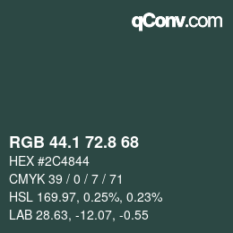 Color code: RGB 44.1 72.8 68 | qconv.com