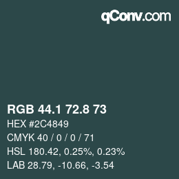 カラーコード: RGB 44.1 72.8 73 | qconv.com