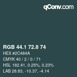 Farbcode: RGB 44.1 72.8 74 | qconv.com