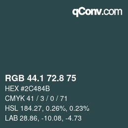 Color code: RGB 44.1 72.8 75 | qconv.com