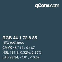 Farbcode: RGB 44.1 72.8 85 | qconv.com
