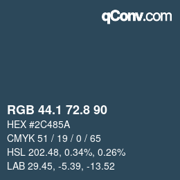 Color code: RGB 44.1 72.8 90 | qconv.com