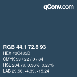 Farbcode: RGB 44.1 72.8 93 | qconv.com