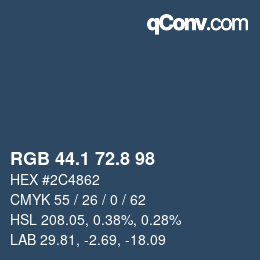 Código de color: RGB 44.1 72.8 98 | qconv.com