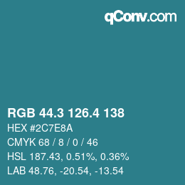 カラーコード: RGB 44.3 126.4 138 | qconv.com