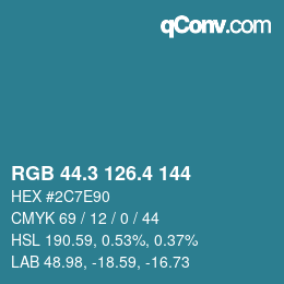 カラーコード: RGB 44.3 126.4 144 | qconv.com
