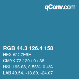 カラーコード: RGB 44.3 126.4 158 | qconv.com
