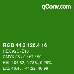 カラーコード: RGB 44.3 126.4 16 | qconv.com