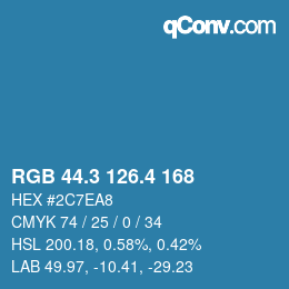 カラーコード: RGB 44.3 126.4 168 | qconv.com