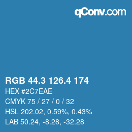 カラーコード: RGB 44.3 126.4 174 | qconv.com