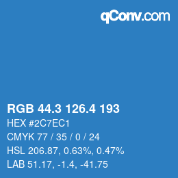 カラーコード: RGB 44.3 126.4 193 | qconv.com