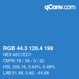カラーコード: RGB 44.3 126.4 199 | qconv.com