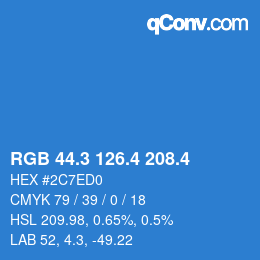 カラーコード: RGB 44.3 126.4 208.4 | qconv.com
