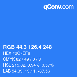 カラーコード: RGB 44.3 126.4 248 | qconv.com