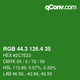 カラーコード: RGB 44.3 126.4 35 | qconv.com