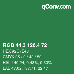 カラーコード: RGB 44.3 126.4 72 | qconv.com