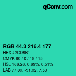 カラーコード: RGB 44.3 216.4 177 | qconv.com