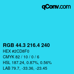 カラーコード: RGB 44.3 216.4 240 | qconv.com