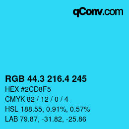 カラーコード: RGB 44.3 216.4 245 | qconv.com