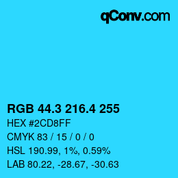 カラーコード: RGB 44.3 216.4 255 | qconv.com